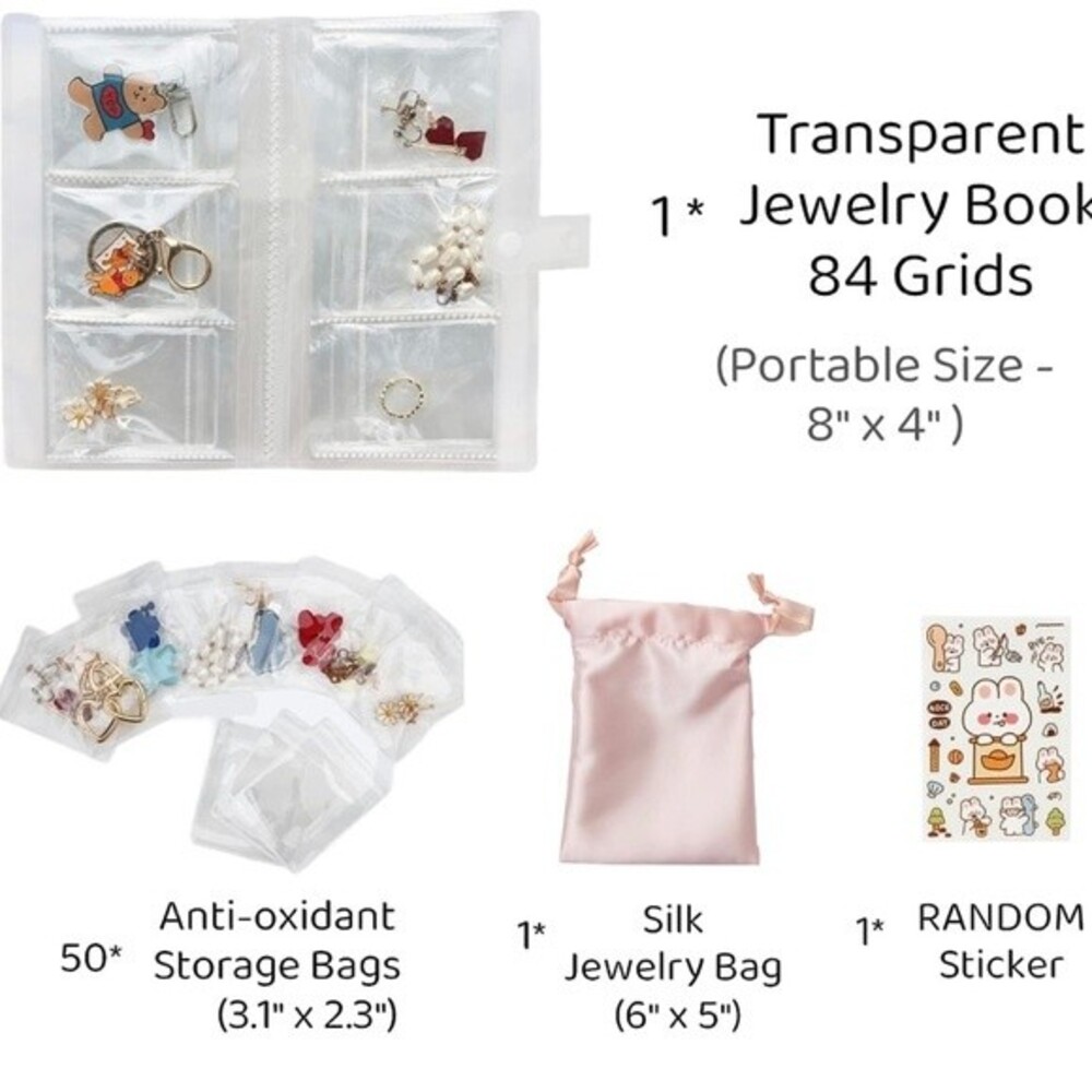 Transparent Jewelry Storage Book with Pockets